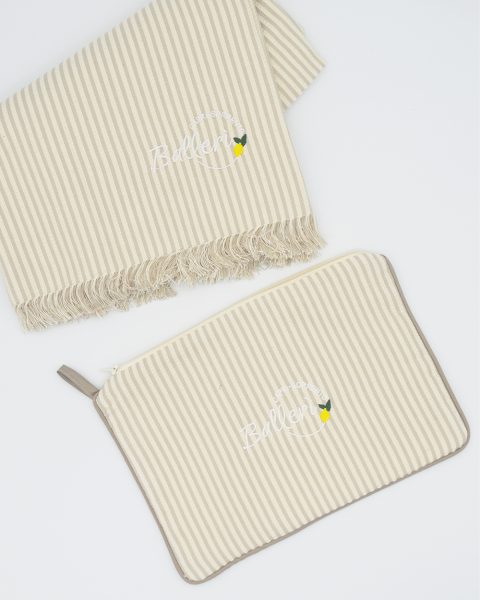 Pochette Baia - cotone - righe beige 3