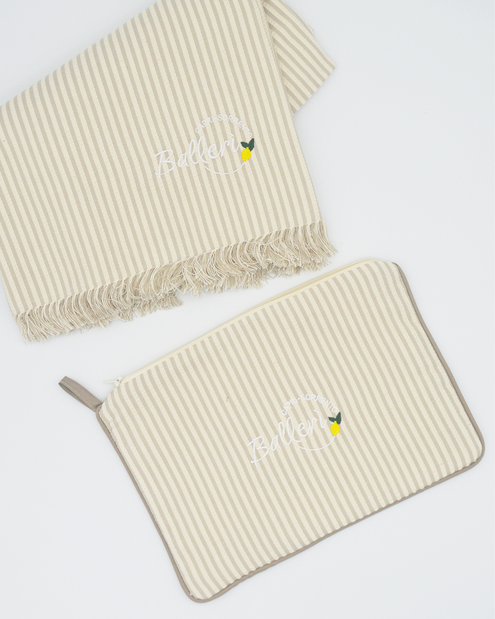 Pochette Baia - cotone - righe beige 3